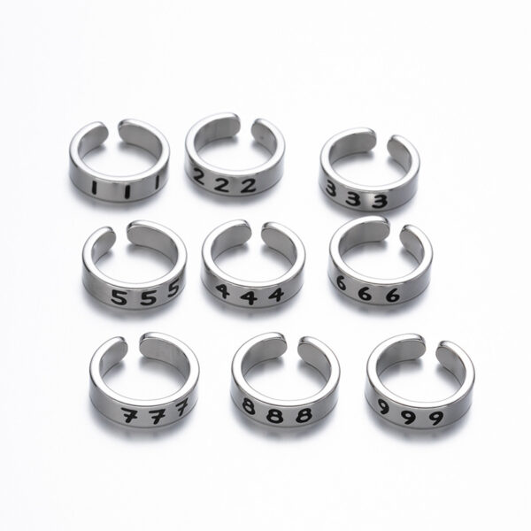 Wholesale Lucky Angel Numbers Stainless Steel Rings