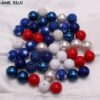 Wholesale 50pcs/pack American National Day Hue 20MM Acrylic Beads Mixed Color Mixed Style Bubblegum Beads