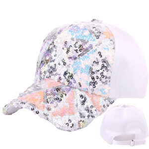 White triangle sequined cloth cap / Adjustable