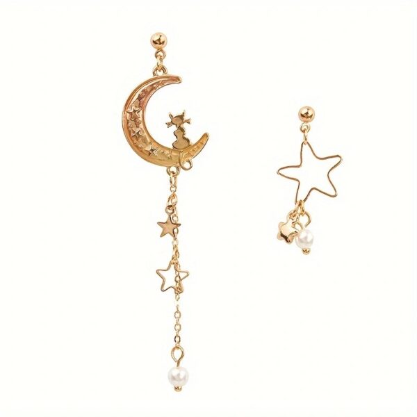 O1CN01w7CiL21onFshBwi2N_2059265269-0-cib Wholesale Cat Moon Star Long Tassel Alloy Earrings