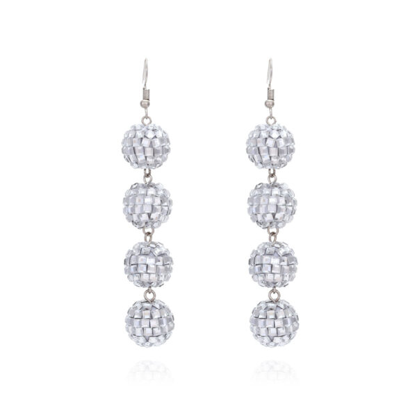 Wholesale Super Glitter Handmade Beaded Disco Ball Long Mirror Bead Earrings