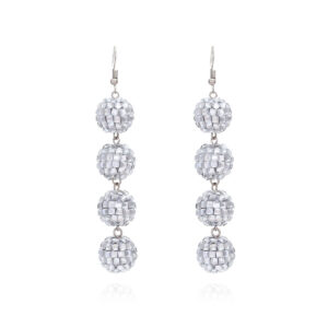 O1CN01w7lGeu2JjMR7OwntF__3025409457-0-cib Wholesale Super Glitter Handmade Beaded Disco Ball Long Mirror Bead Earrings
