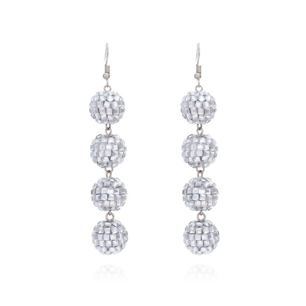 Wholesale Super Glitter Handmade Beaded Disco Ball Long Mirror Bead Earrings