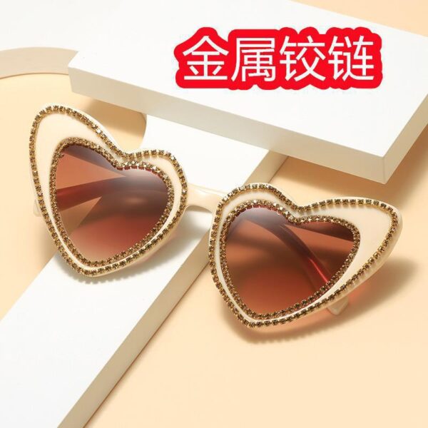 Wholesale Leopard Pattern Love Diamond Set PC Sunglasses