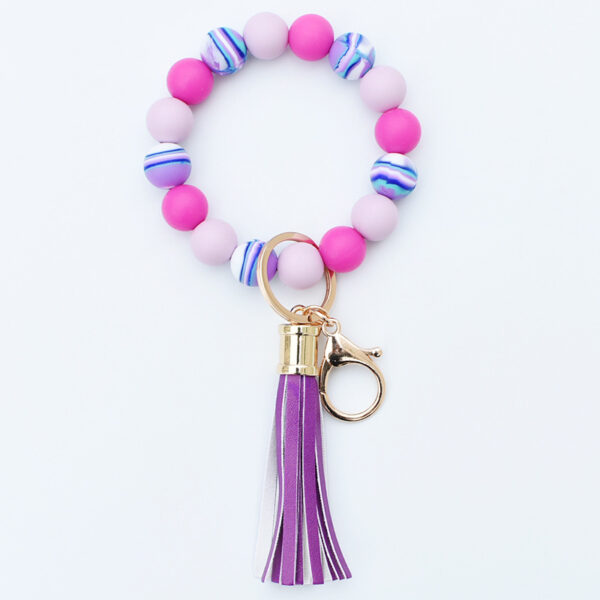 O1CN01w8VYEn1N8Ul2Ssnlv_2508931525-0-cib-1 Wholesale Silicone Bead PU Tassel Wrist Keychain