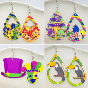 O1CN01w90mJd2CFrcCCHymo__2207539588445-0-cib Wholesale Mardi Gras Colored Wood Earrings