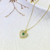 Wholesale Golden Love Micropaved Green Zirconia Titanium Steel Necklace Clavicle Chain