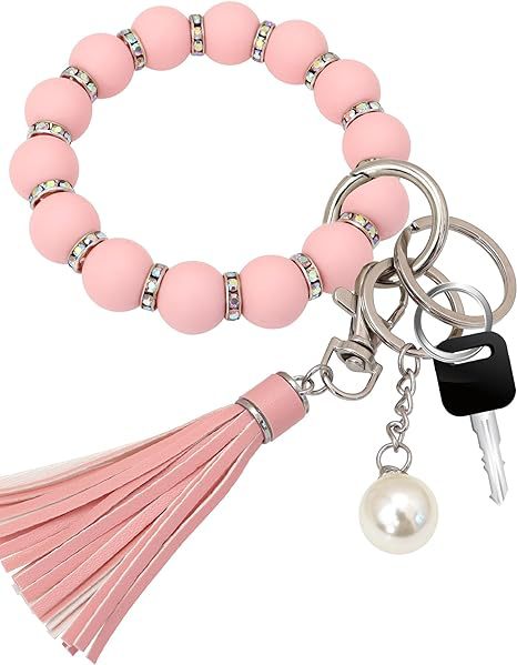 Wholesale Silicone Beaded Tassel Wrist Keychain