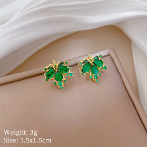 E334 green earrings "gold plating]