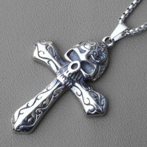 Skull cross + stainless steel chain