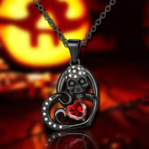 Wholesale Halloween Gothic Love Skull Necklace