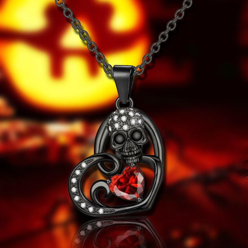 Wholesale Gothic Love Skull Necklace
