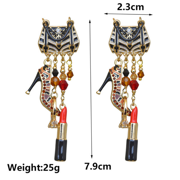 Wholesale Bags Lipstick High Heels Vintage Tassel Earrings