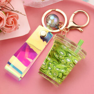 Grass Green / Leather rope buckle + milk tea cup fruit A3-1