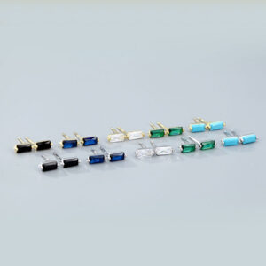 Wholesale 925 Sterling Silver Square Multicolored Zircon Earrings