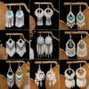 Wholesale Color Long Feather Tassel Alloy Earrings