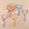 Wholesale MAMA Solid Color Silicone Beaded Wrist Keychain