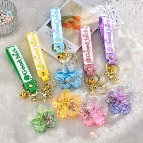 Wholesale Acrylic Quicksand Cherry Blossom Creative Key Chain