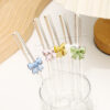 Wholesale Colorful Bow Transparent Borosilicate Glass Straws