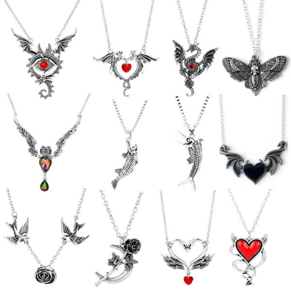 Wholesale Punk Gothic Dark Owl Necklace