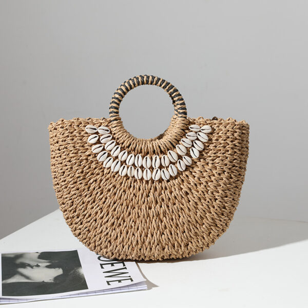 O1CN01wRy9dp1bcAxahZfXO_1089503485-0-cib Wholesale Handmade Straw Woven Bags in The Shape of Semi-circular Shells