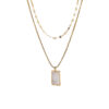 Wholesale Fashion Double Layered Rectangular White Shell Titanium Steel Necklace