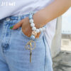 Wholesale Keychains Silicone Wood Beads Bohemian Vintage Wrist Keychain