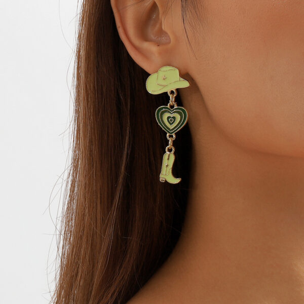 O1CN01wUC7I41X6nURbY1hX_1768642875-0-cib Wholesale Western Cowboy Style Hat Heart Cowboy Boots Oil Drop Earrings