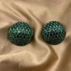Dark green round earrings