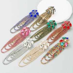 Wholesale Alloy Diamond Chain Tassel Earrings