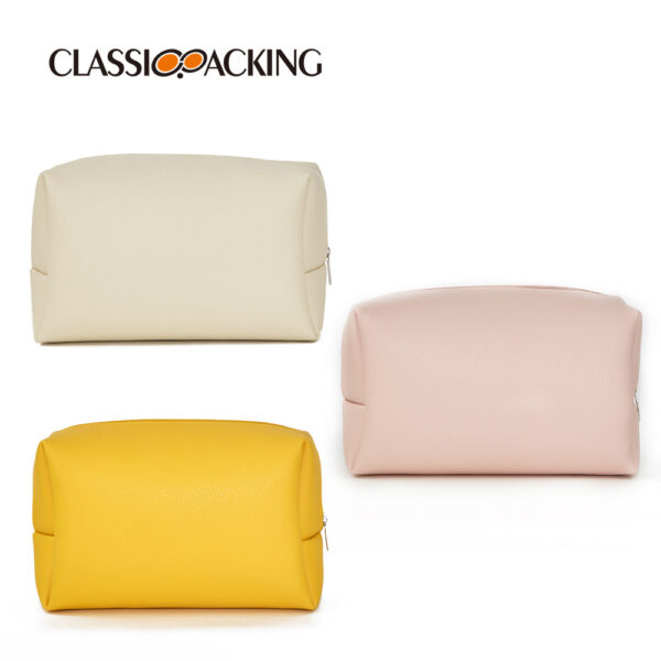 Wholesale Solid Color PU Travel Makeup Bags
