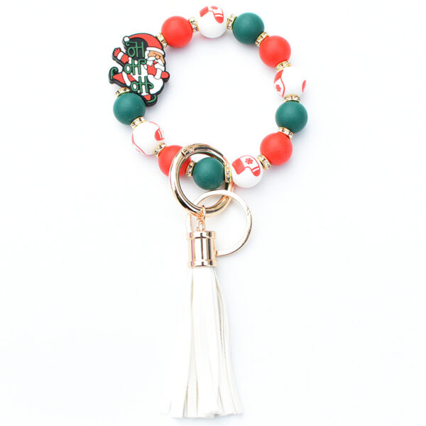 O1CN01wWXhiD1N8Ut9dIC2V_2508931525-0-cib Wholesale Christmas Silicone Beaded Leather Tassel Wrist Keychain