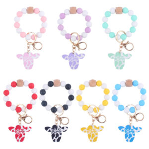 O1CN01wWkaTn1NrNf26ryLF__2214899881623-0-cib Wholesale Silicone Beads Cartoon Western Style Bull Head Wooden Sign Pendant Bracelet Keychains