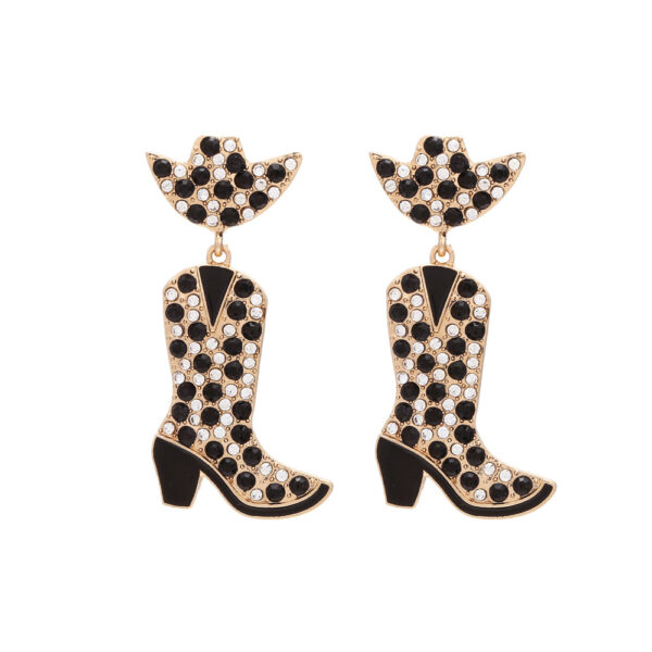Wholesale Color Diamond Western Cowboy Hat Boots Alloy Earrings