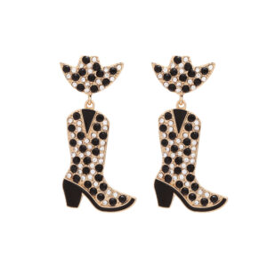 Wholesale Color Diamond Western Cowboy Hat Boots Alloy Earrings