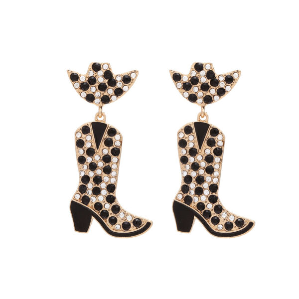 Wholesale Color Diamond Western Cowboy Hat Boots Alloy Earrings