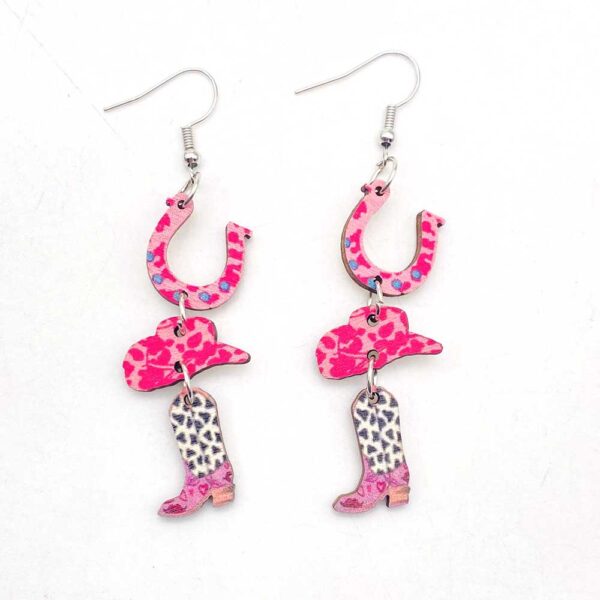 Wholesale Valentine's Day Pink Envelope Dwarf Rose Wooden Earrings