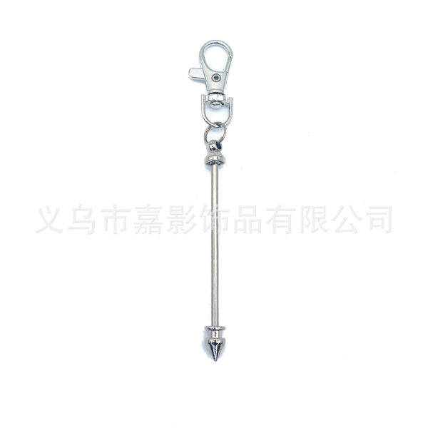 O1CN01wZf1Ib1tecOJUN3Cb_2214663755927-0-cib-1 Wholesale DIY Metal Beaded Cone Bullet Rod Lobster Buckle Keychain