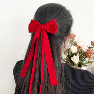 Long and short ribbon duckbill clip Red