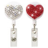 Wholesale Badge Reels Shiny Rhinestone Heart Retractable Keychain