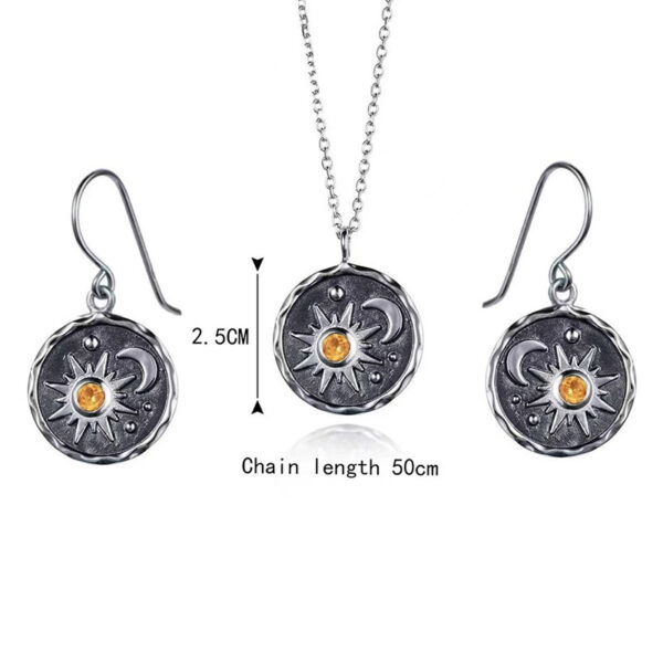 Wholesale Sun Moon Vintage Pendant Alloy Earrings Necklace Set