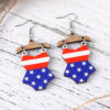 Wholesale Star Stripe Love Swimsuit Dwarfs Double Sided Wood Earrings