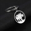 Wholesale Cartoon Simple Drawing Cute Ring Hollow Rhino Stainless Steel Keychain
