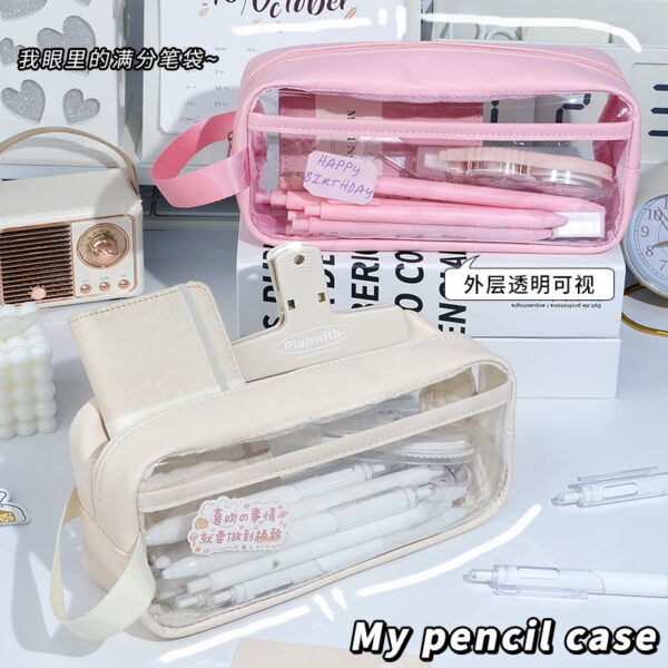 Wholesale PVC Transparent Large-capacity Visible Pencil Case