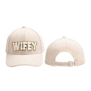 Beige-WIFEY corduroy baseball cap / Adjustable