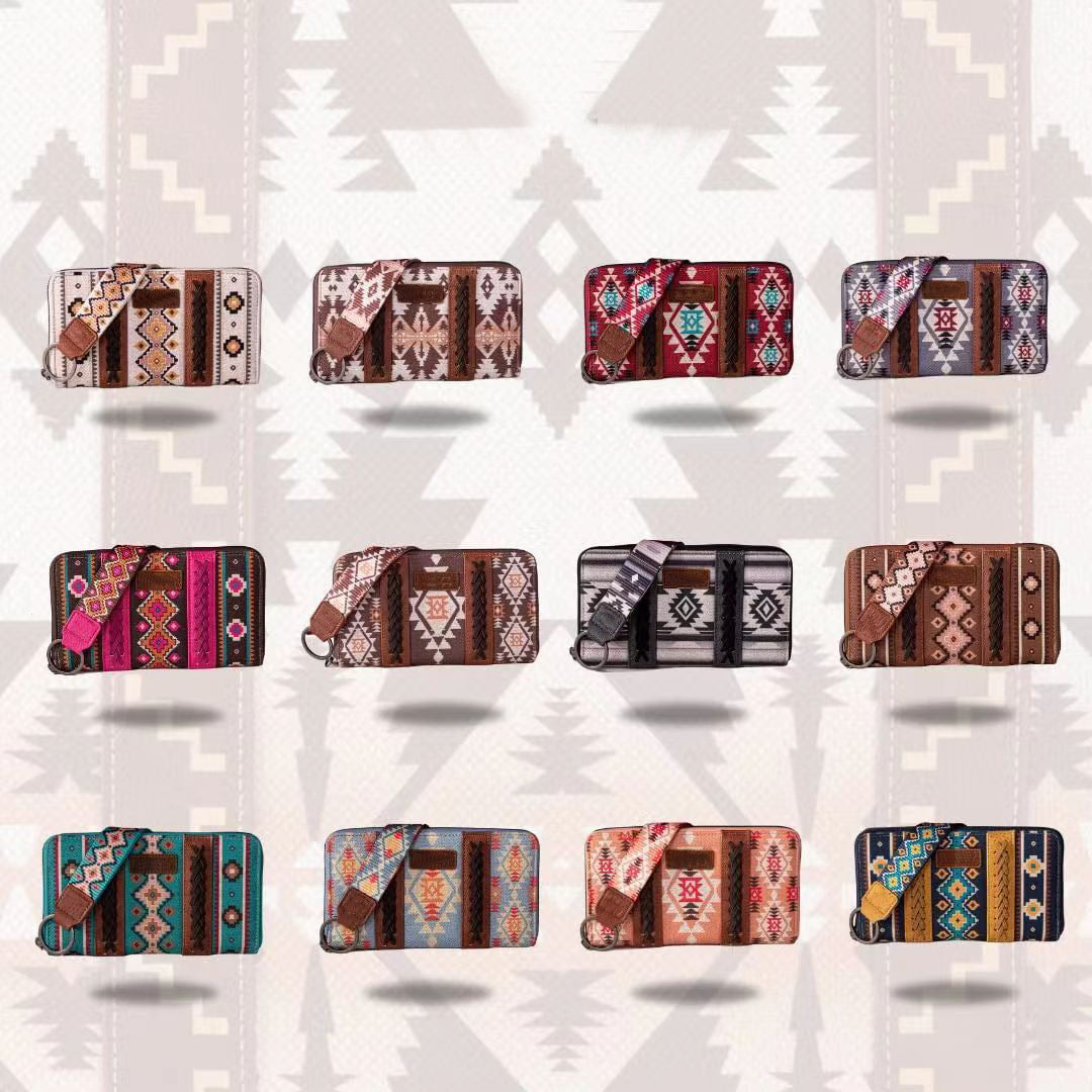 Wholesale Aztec Retro Cotton Linen Bohemian Style Women's Hand Wallet Card Holder