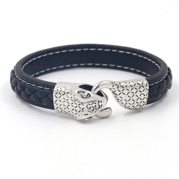 Wholesale Vintage Alloy Snake Head Leather Bracelet