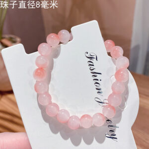 Cherry Red 8mm two-color gradient ice through glass bracelet