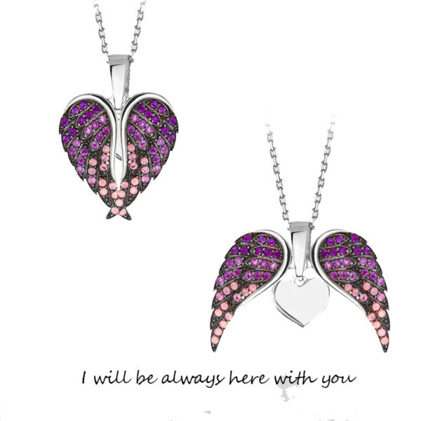 O1CN01wlnuwD1OSTmG38KzH_2211194421704-0-cib Wholesale Zircon Angel Wings Love DIY Engraving Necklace