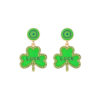 Wholesale St. Patrick's Four-leaf Clover Alloy Oil-drip Diamond LUCK Earrings